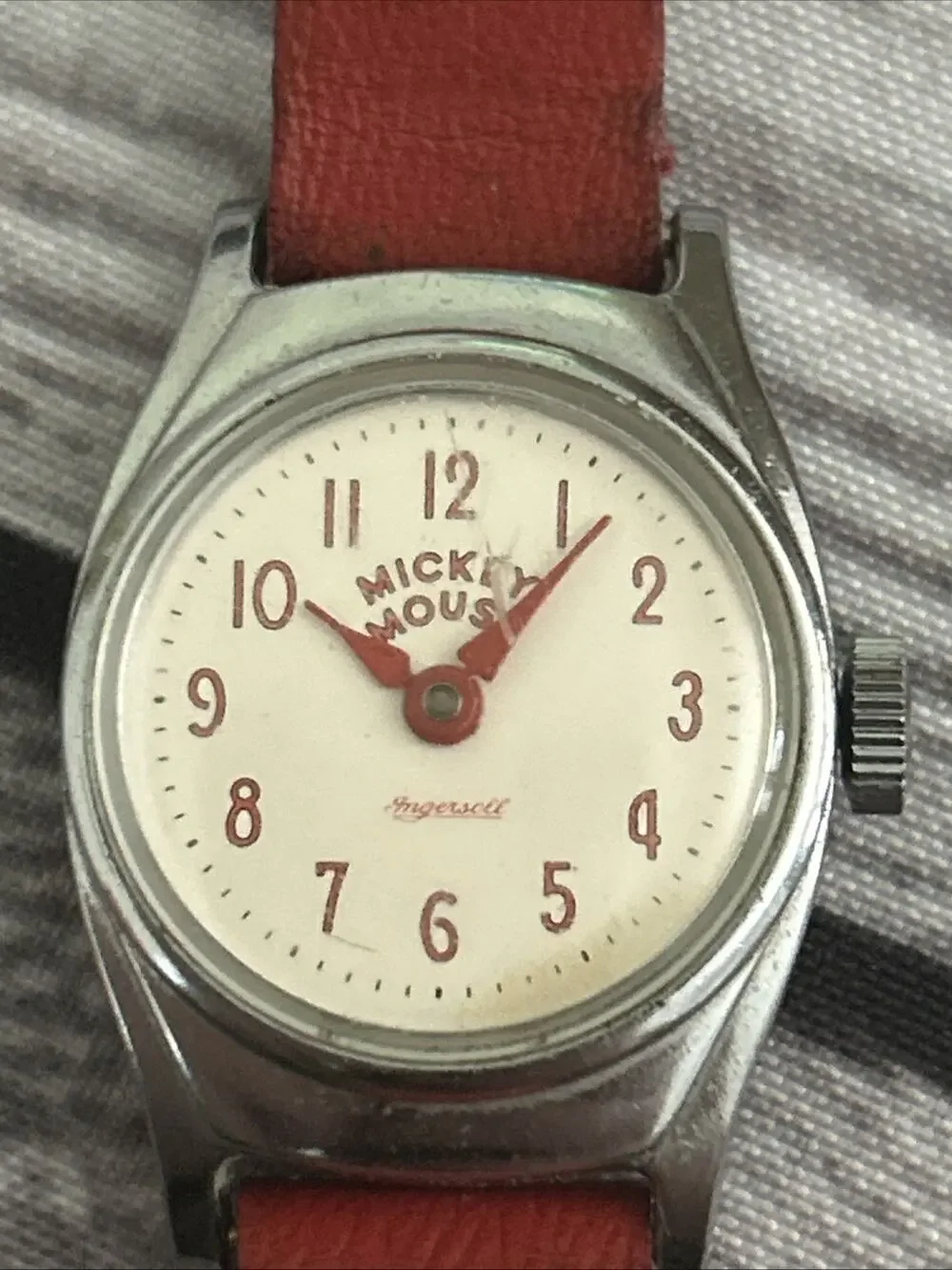 Vintage 1950’s Mickey Mouse Chrome Plated Bezel Wind Watch
